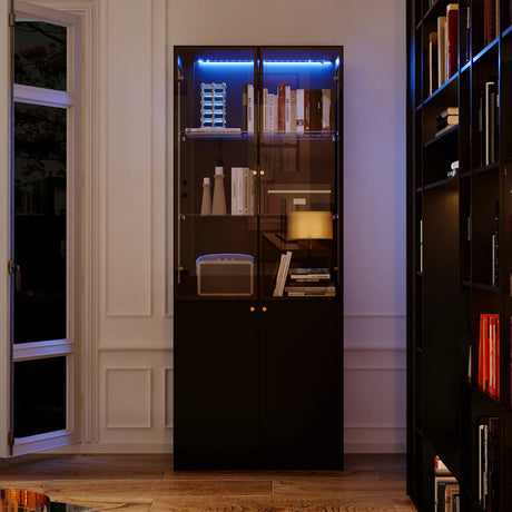 Evan LED Light Strip Glass Door Curio Display Cabinet