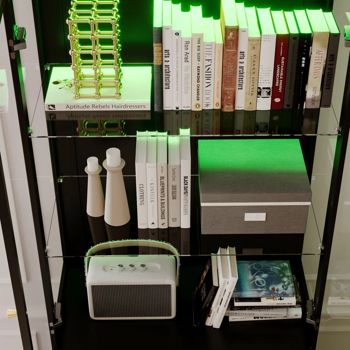 Evan LED Light Strip Glass Door Curio Display Cabinet