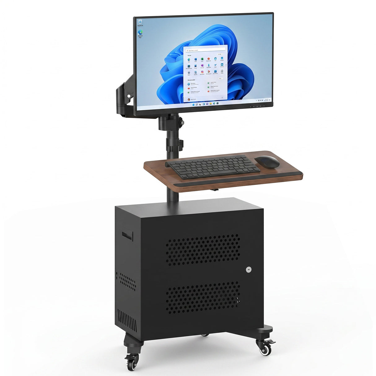 WS-40 Mobile Workstation with Monitor Arm and Keyboard Tray