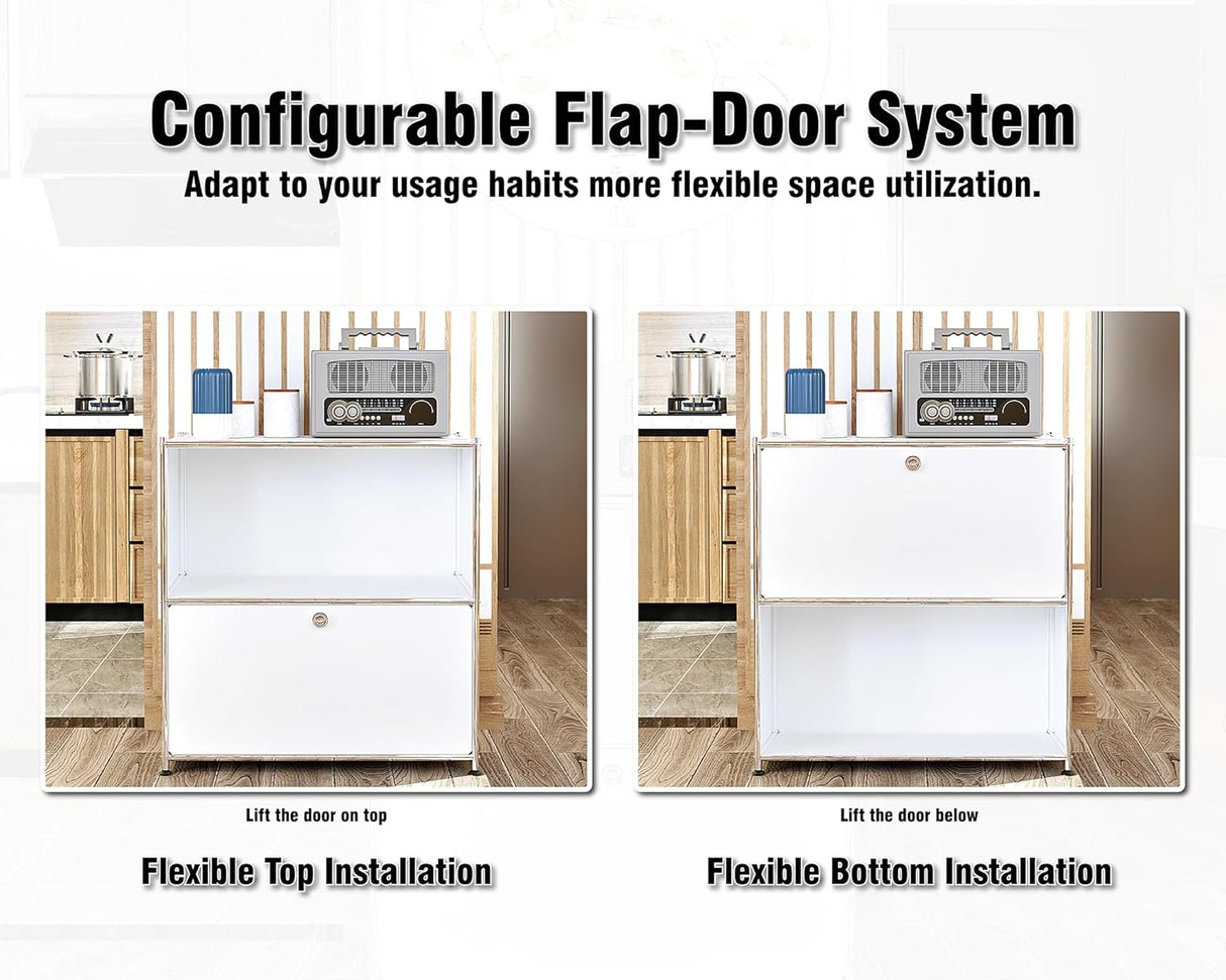 Ennio Modern White Flip-Top Side Table with Detachable Wheels