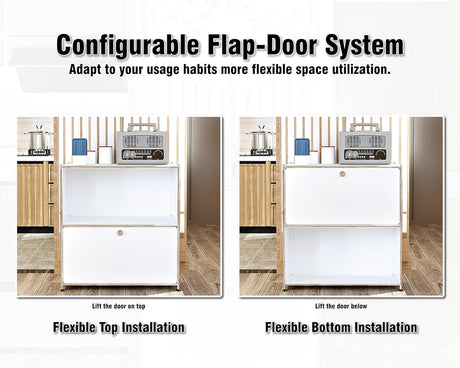 Ennio Modern White Flip-Top Side Table with Detachable Wheels