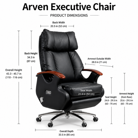 ARVEN Premium Leather Executive Chair –SIZE