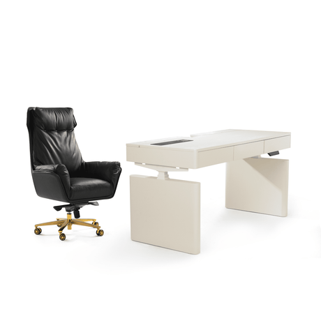 Austin Upholstered Chair + Cellier Standing Desk Bundle - black&white