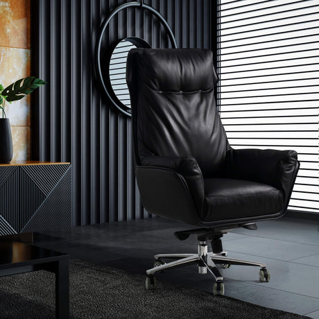 Austin Upholstered Office Chair-Black in the living room