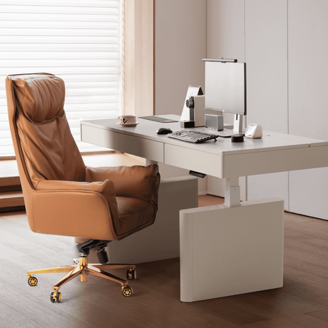 Austin Upholstered Chair + Cellier Standing Desk Bundle-banner 2