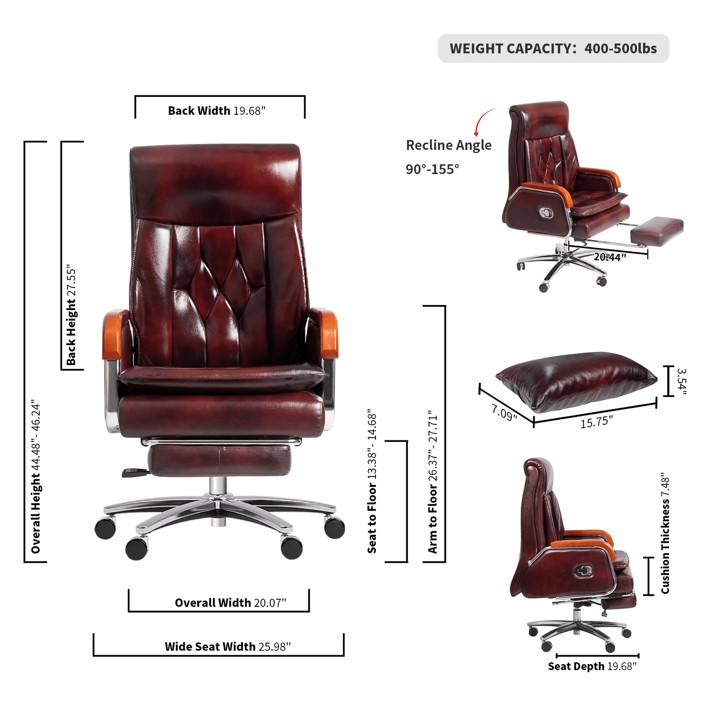 Cameron Massage Office Chair - sunflower - dimension
