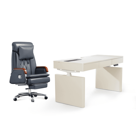 Cameron Massage Chair(grey) + Cellier Standing Desk Bundle(white)