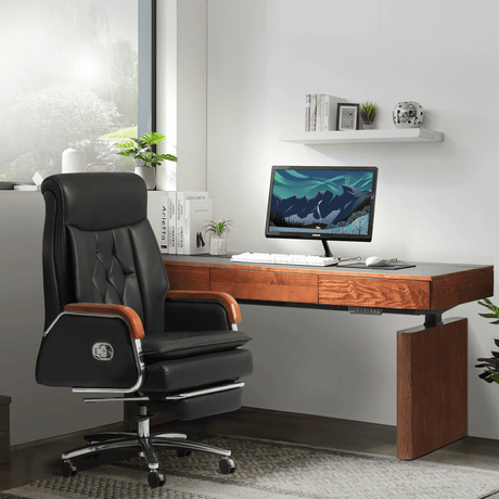 Cameron Massage Chair + Cellier Standing Desk Bundle in the office