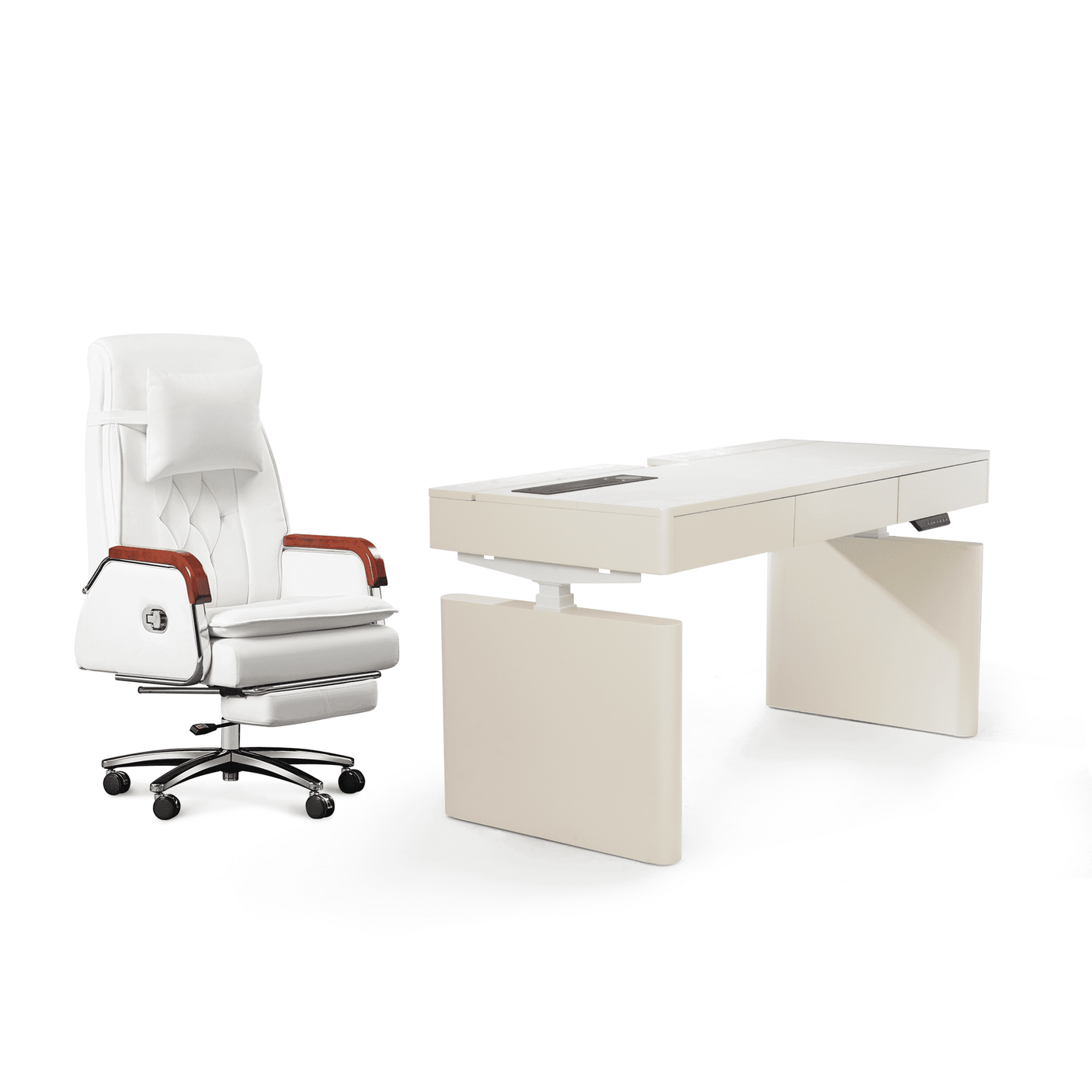 Cameron Massage Chair(white) + Cellier Standing Desk Bundle(white)