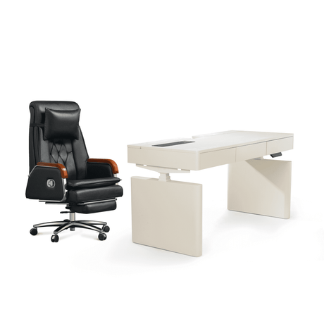 Cameron Massage Chair(black) + Cellier Standing Desk Bundle(white)