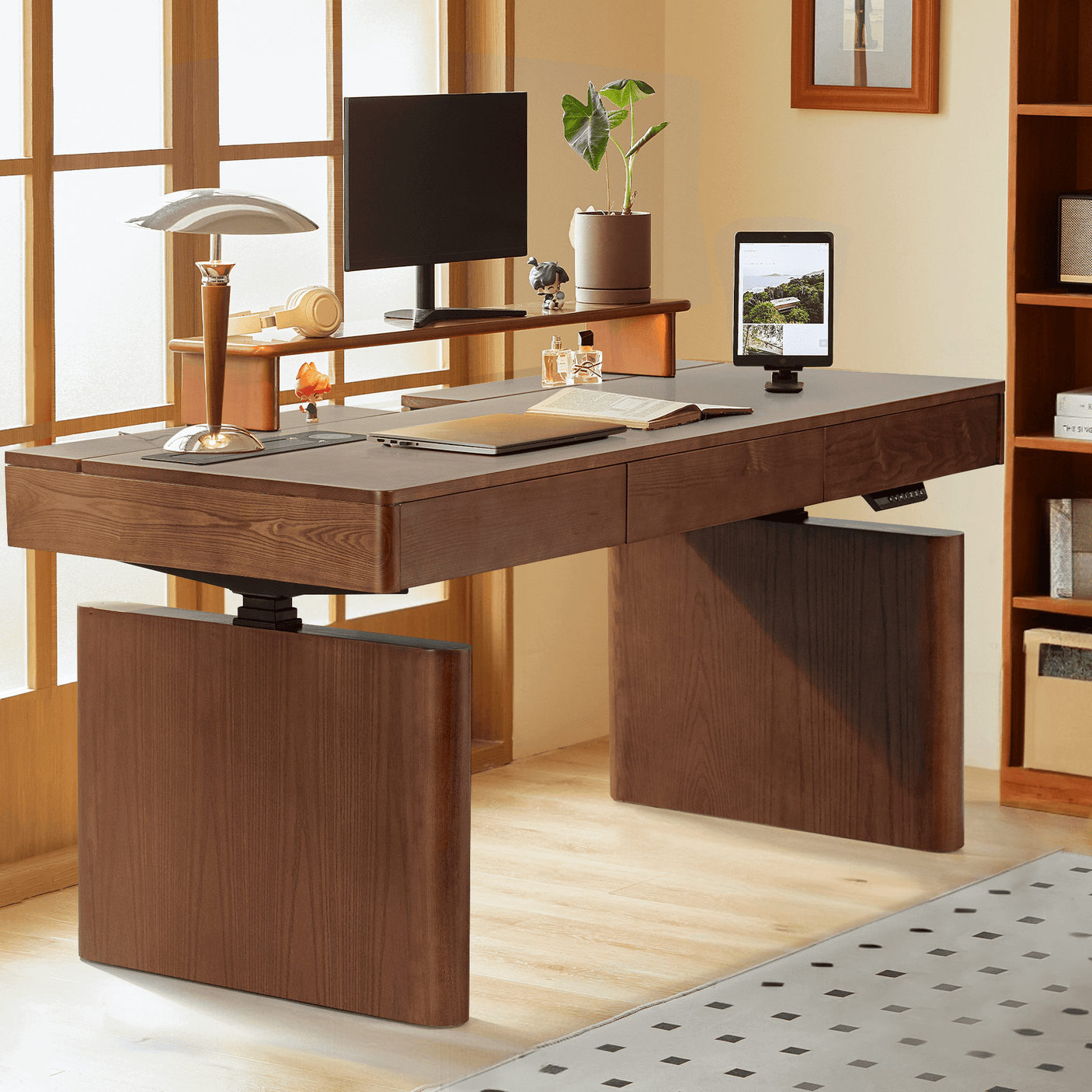 Cellier Standing Desk Bundle(walnut)