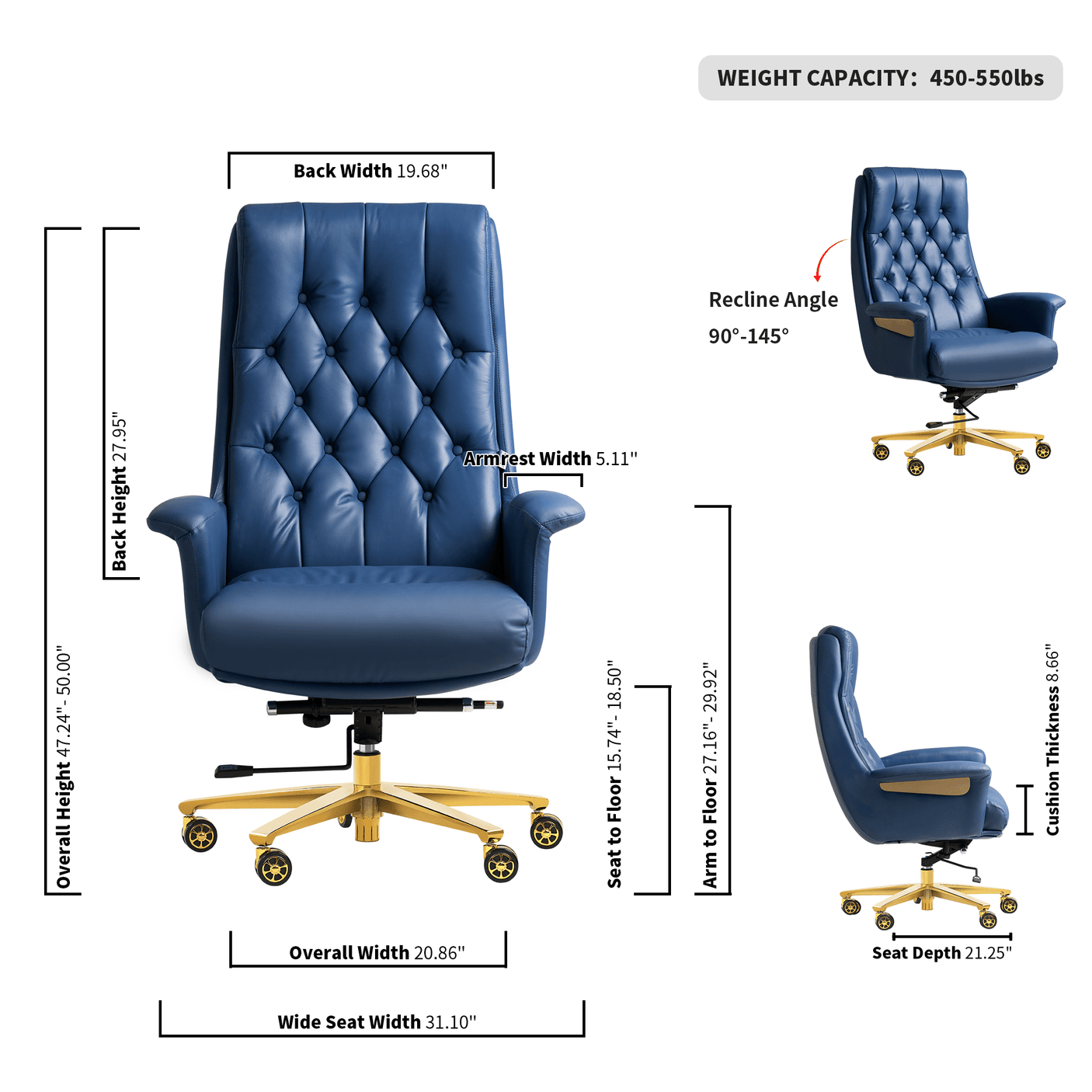 Cellier massage office chair-blue-dimension