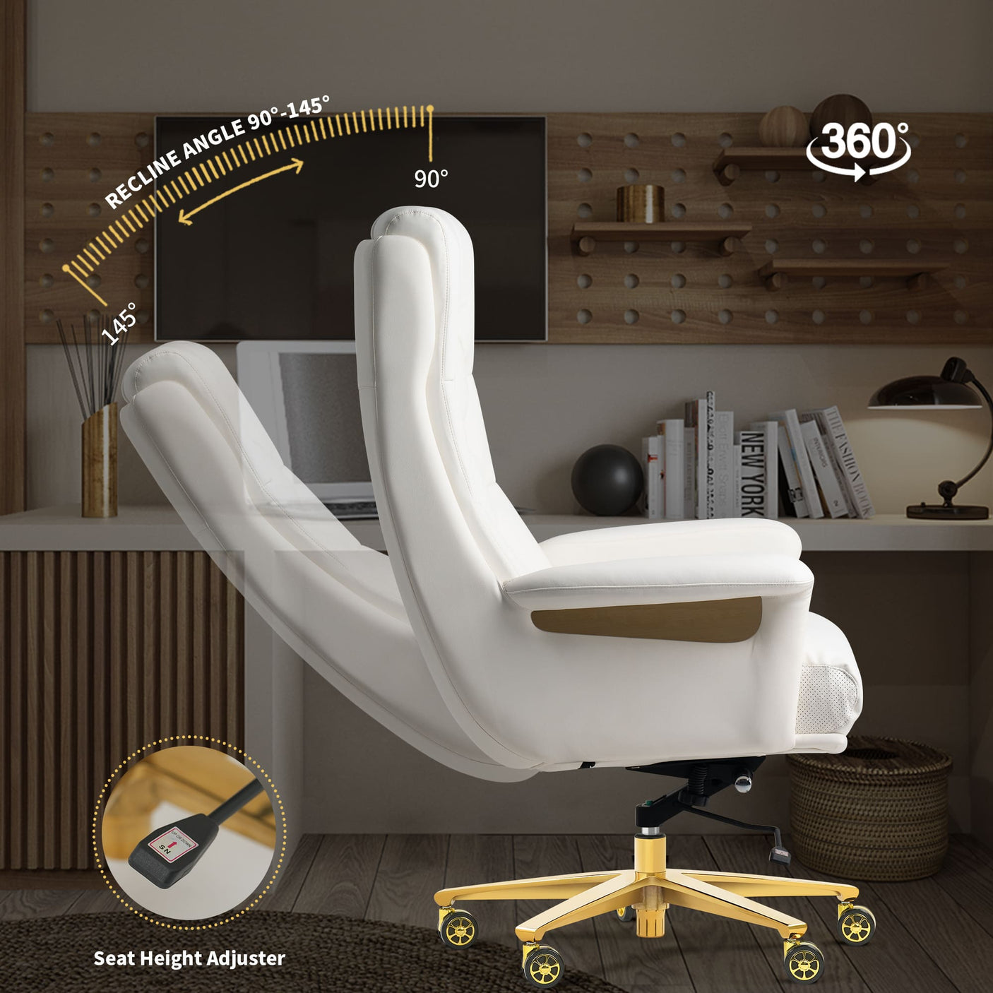 Cellier massage office chair-white-recline angle