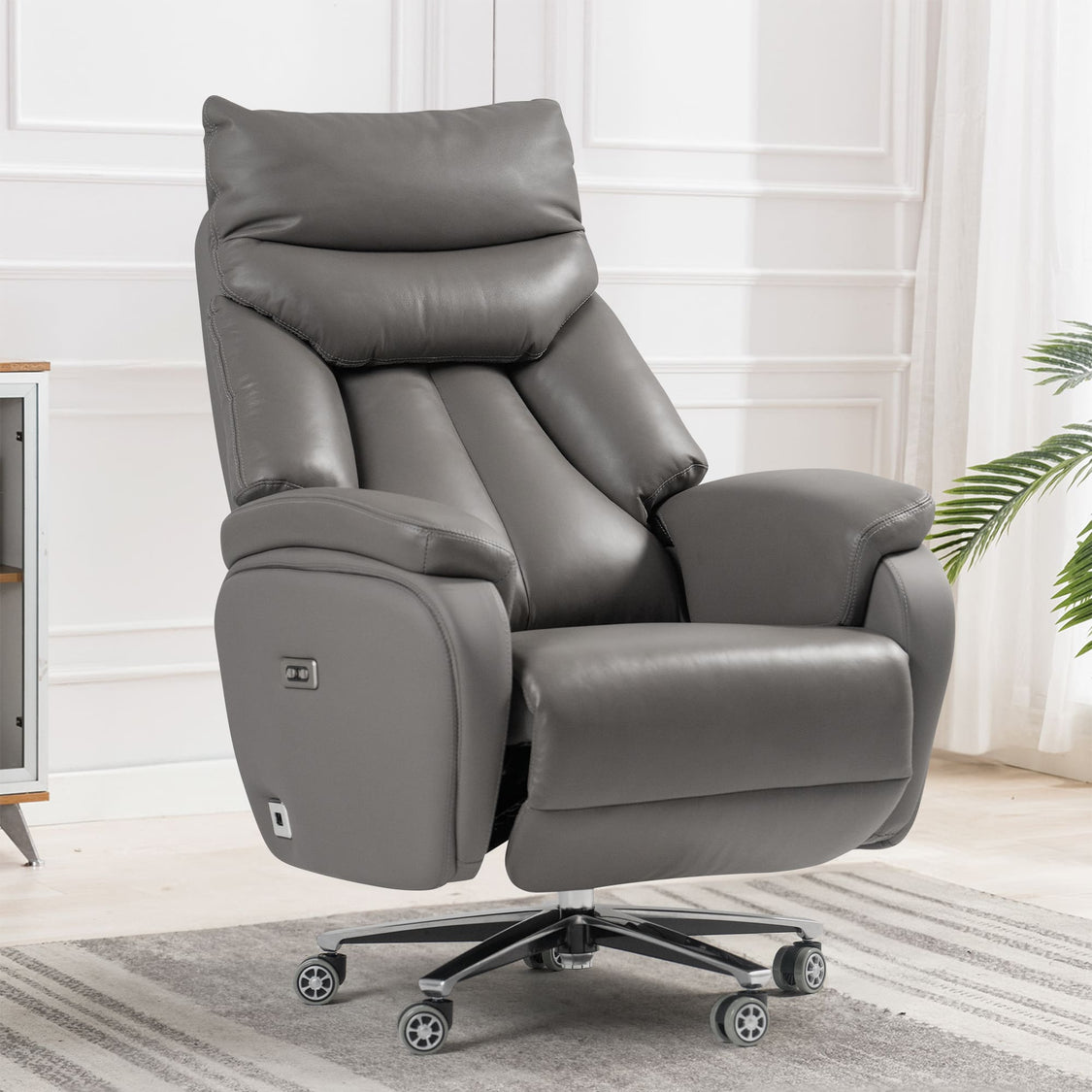 Coast Upholstered Leather Power Reclining Office Chair - KINNLS