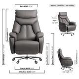 Coast Power Office Recliner Chair-gray-dimension