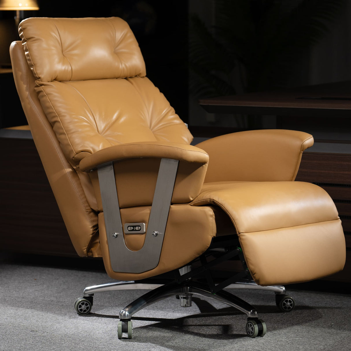 Freya Power Recliner Chair-khaki-dual motor
