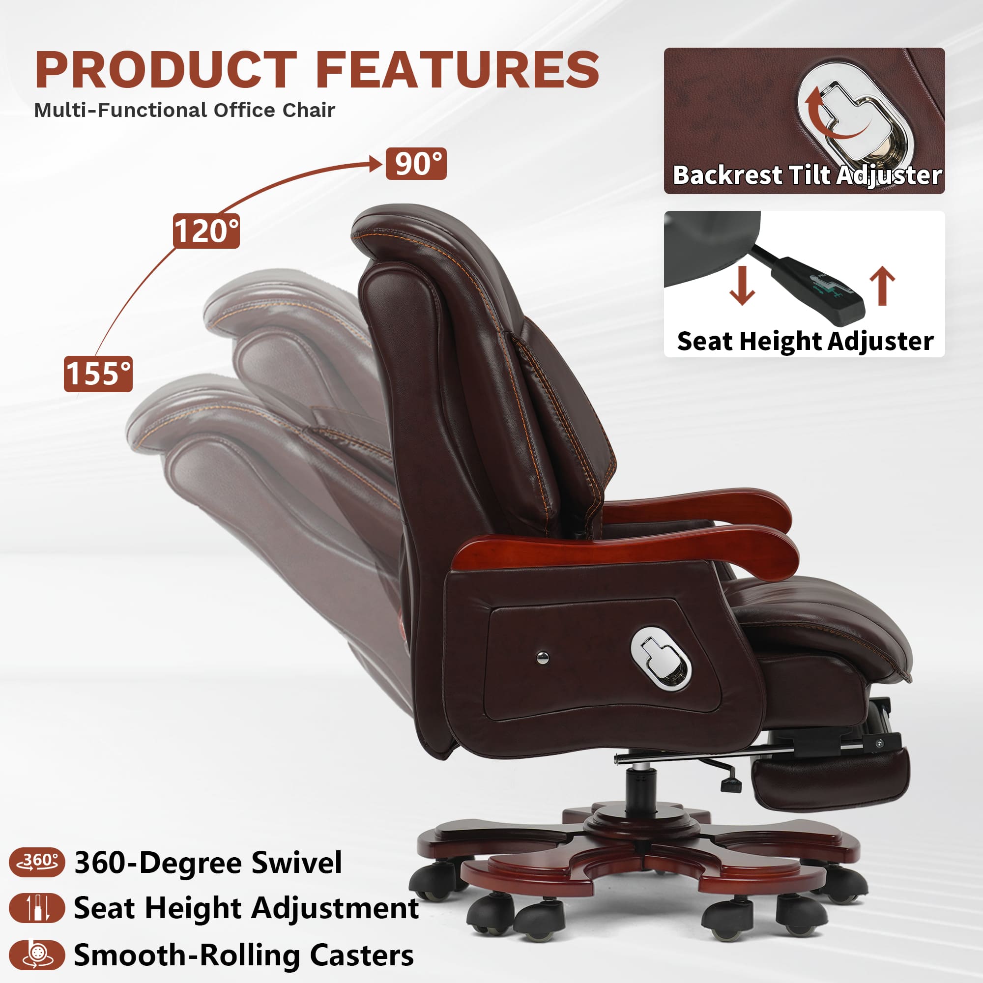 Jones Big And Tall Leather Massage Executive Chair – KINNLS Jones Big And Tall Leather Massage Executive Chair – KINNLS