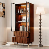 Ennio Keit Mid Century Modern Tall Kitchen Hutch Display Cabinet