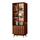 Ennio Keit Mid Century Modern Tall Kitchen Hutch Display Cabinet