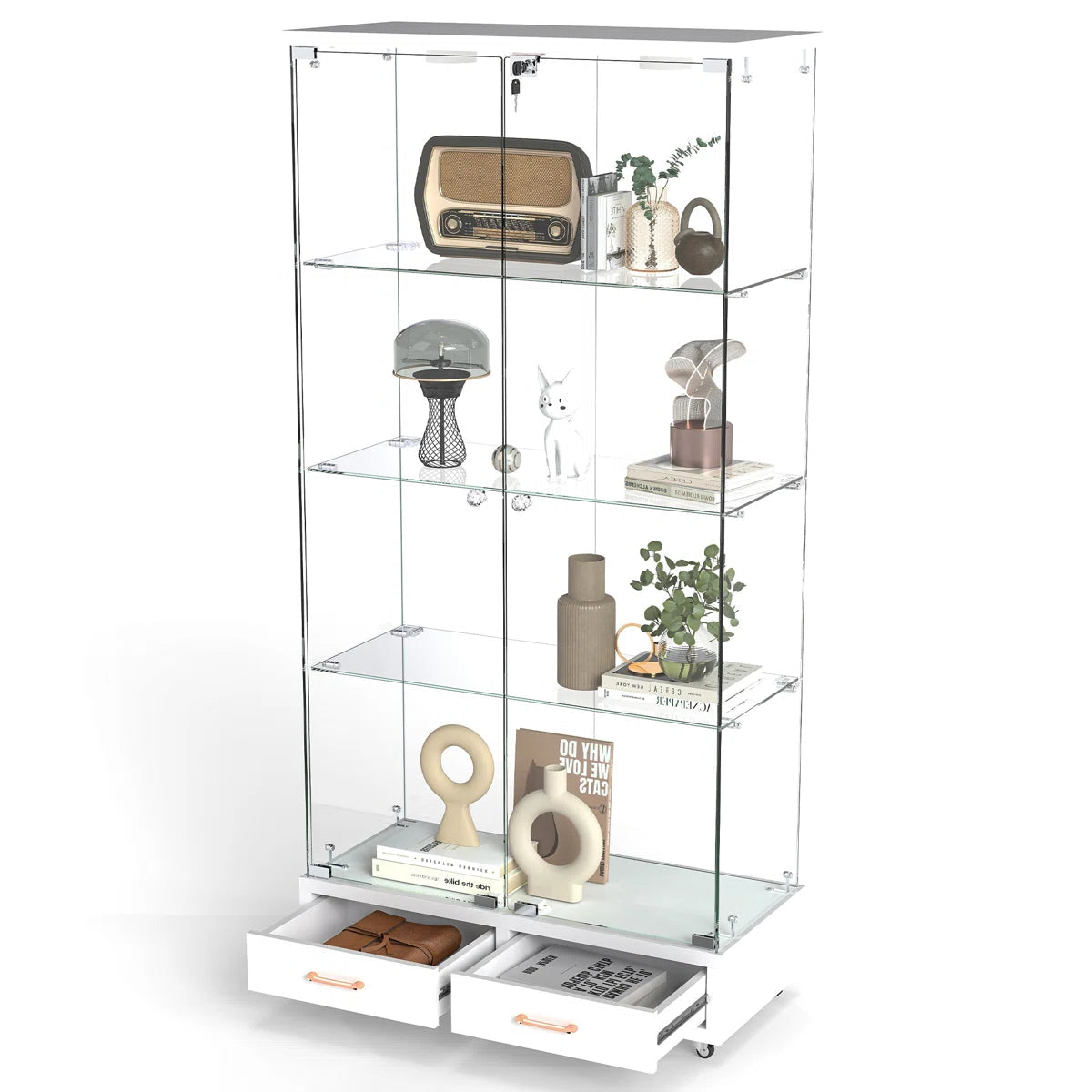 Cameron MDF & Tempered Glass Curio Display Cabinet