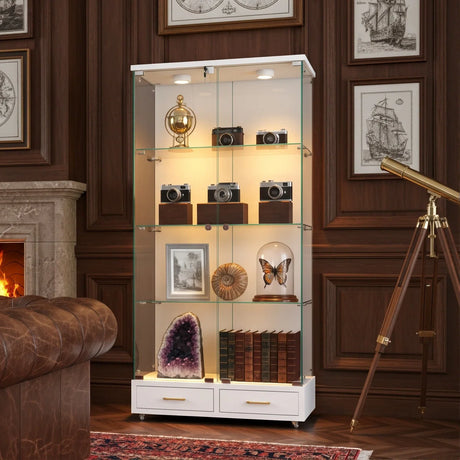 Cameron MDF & Tempered Glass Curio Display Cabinet