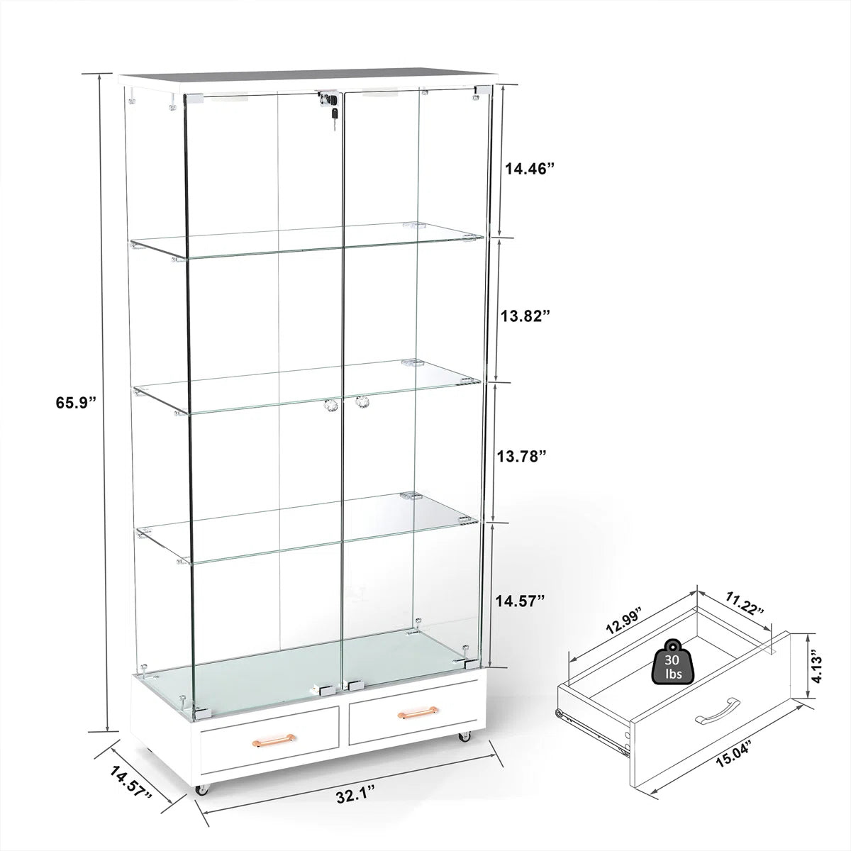 Cameron MDF & Tempered Glass Curio Display Cabinet