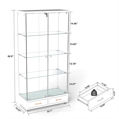 Cameron MDF & Tempered Glass Curio Display Cabinet