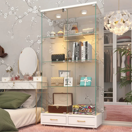 Cameron MDF & Tempered Glass Curio Display Cabinet