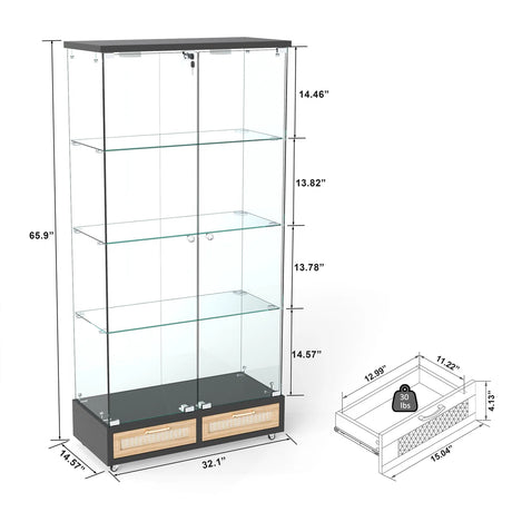 Cameron MDF & Tempered Glass Curio Display Cabinet
