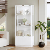 Luca White LED Illuminated Glass Door Display Cabinet