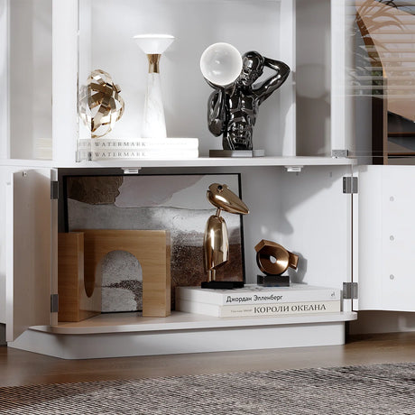 Luca White LED Illuminated Glass Door Display Cabinet