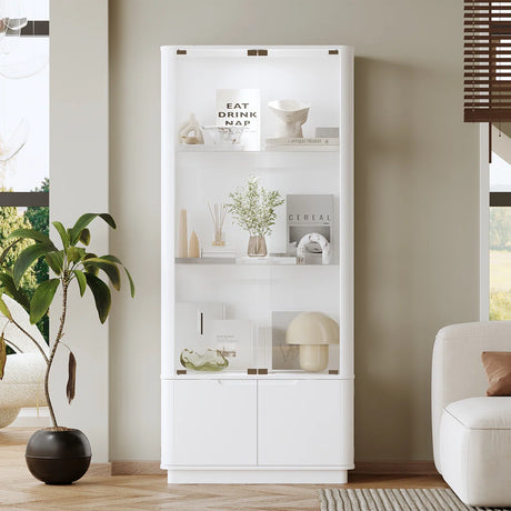 Luca White LED Illuminated Glass Door Display Cabinet