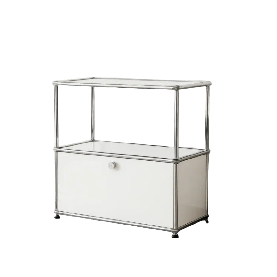 Ennio Modern White Flip-Top Side Table with Detachable Wheels