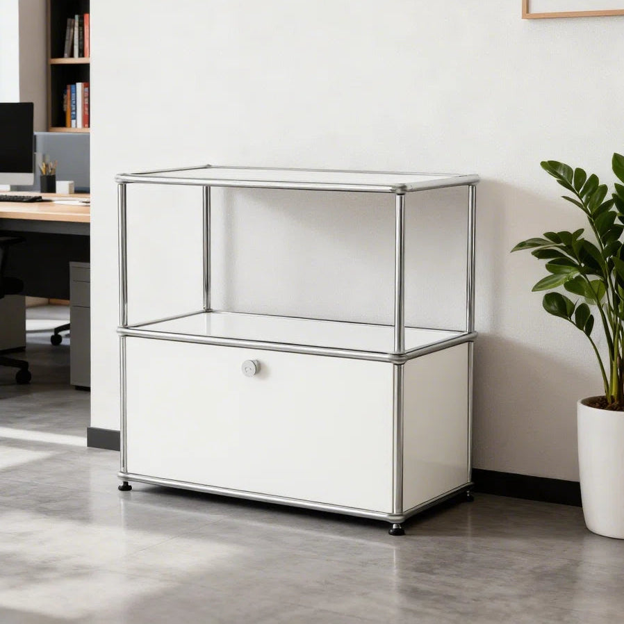 Ennio Modern White Flip-Top Side Table with Detachable Wheels