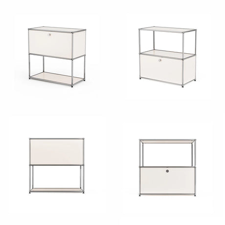 Ennio Modern White Flip-Top Side Table with Detachable Wheels