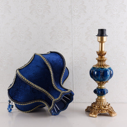 Magnus Vintage Blue Velvet Tassel Table Lamp
