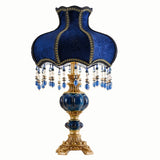 Magnus Vintage Blue Velvet Tassel Table Lamp