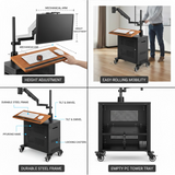 WS-40 Mobile Workstation with Monitor Arm and Keyboard Tray