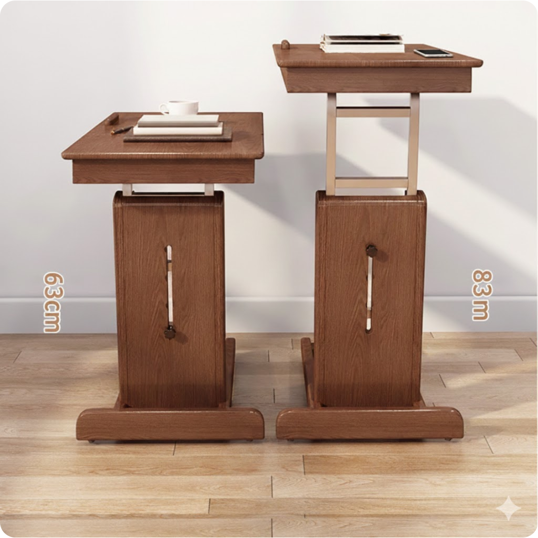 WS-80 Mobile Sit-Stand Desk - Height Adjustable C-Shaped Side Table for Bed & Sofa