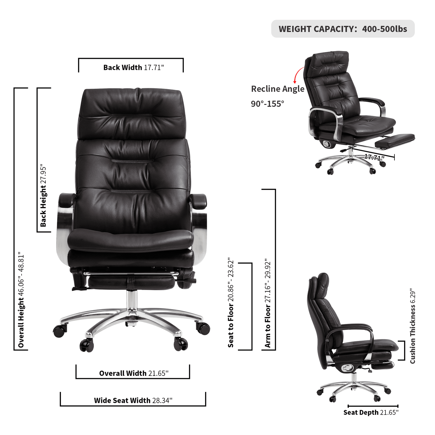 Vane Massage Office Chair -coffee-dimension