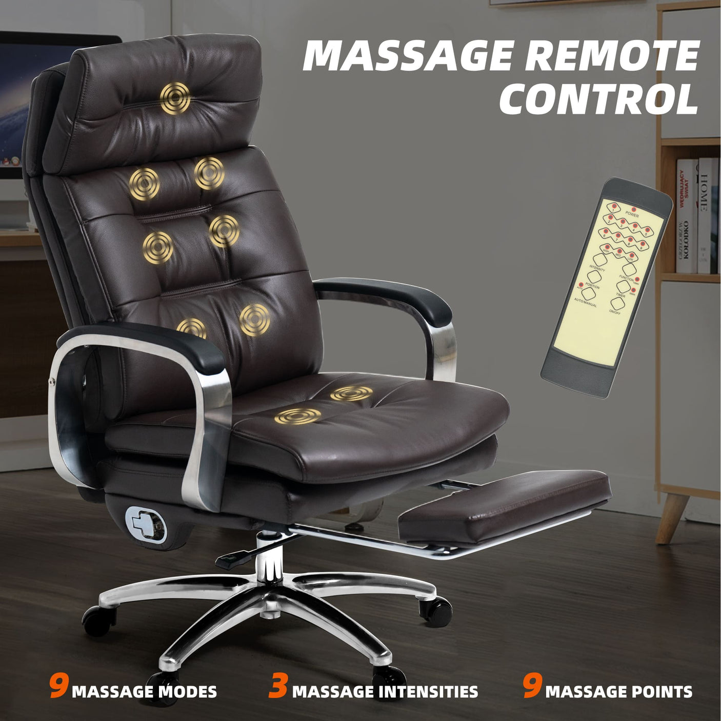 Vane Massage Office Chair -coffee-massage control