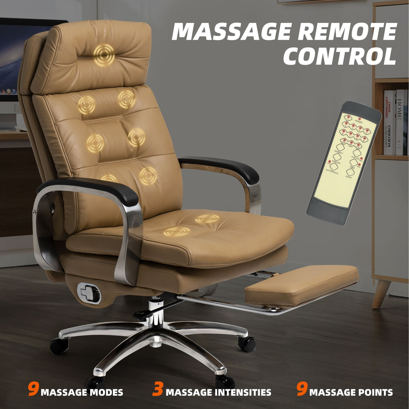 Vane Massage Office Chair -khaki-massage control