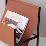 Luca Sleek Metal and Leather Magazine Rack