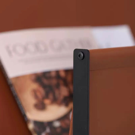 Luca Sleek Metal and Leather Magazine Rack