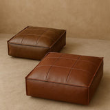 Luca Retro Leather Footstool