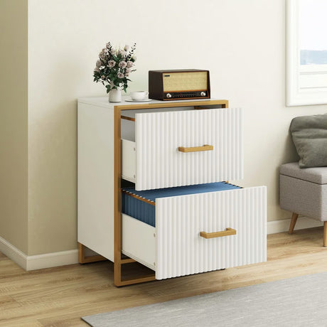 Fluted Under Desk Storage Drawer - 2 Drawers File Cabinet