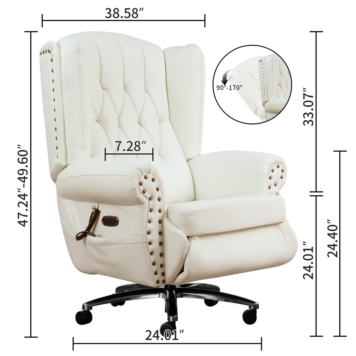 Mason Power Recliner Chair(White)